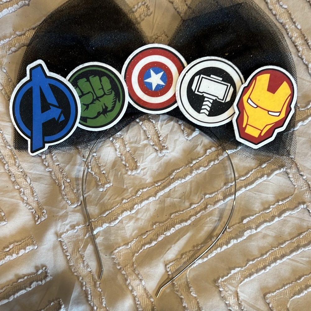 APP Marvel Superhero Icons Kids Headband with Black Bow